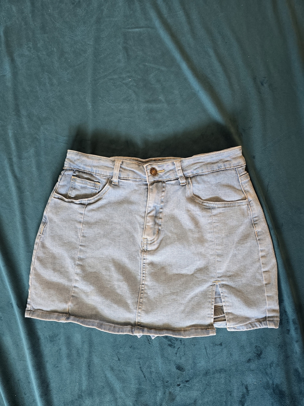 Y2K Light Wash Denim Mini Skort M